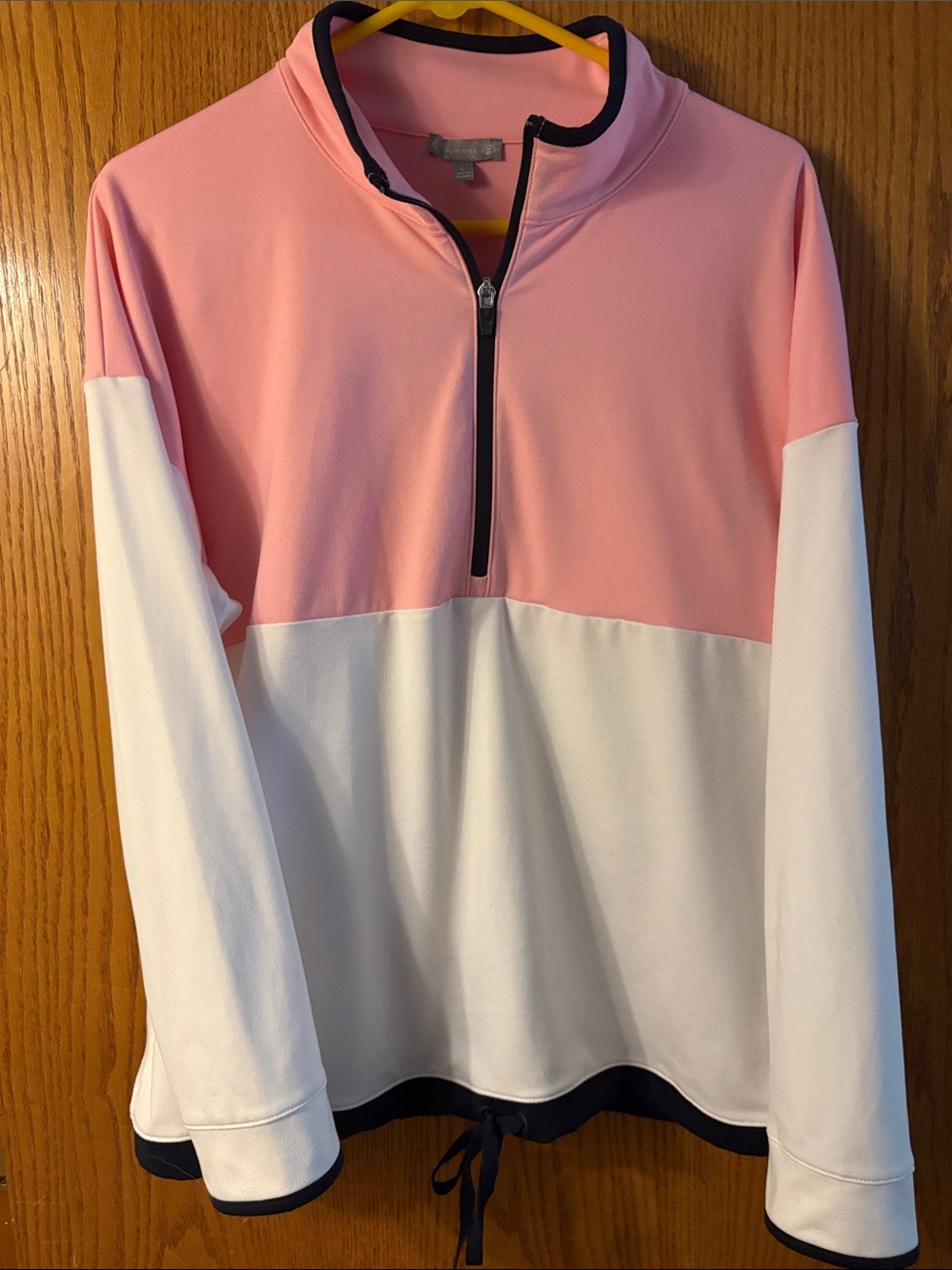 Talbots Pink and Navy Trim Half-Zip Pullover with UPF 50